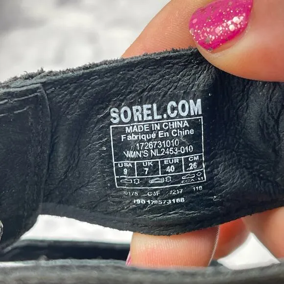 Sorel, Leather Wedge Bootie Sandals. Size 9. 3&quot; Heels. Excellent condition!