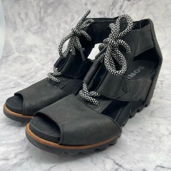 Sorel, Leather Wedge Bootie Sandals. Size 9. 3&quot; Heels. Excellent condition!