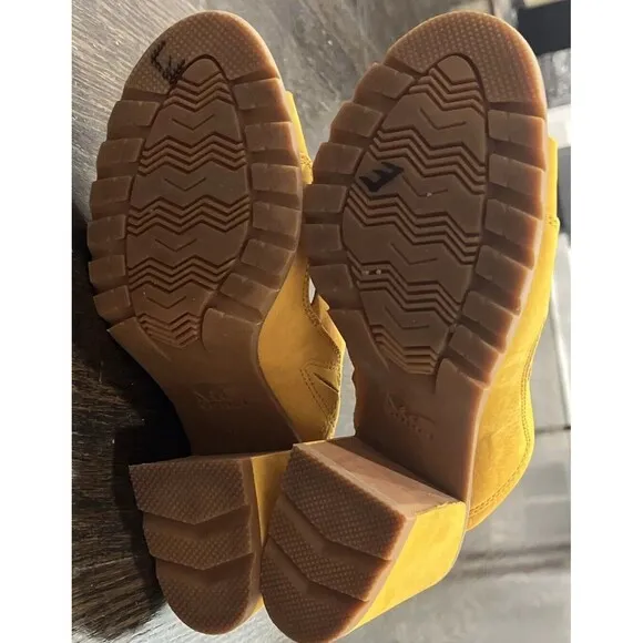 Sorel Nadia Nubuck Leather Mules Women’s 7.5 Yellow Heel Slide Sandals