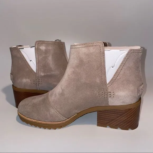 Sorel Cate Cut Out Ankle Boots Block Heel Suede