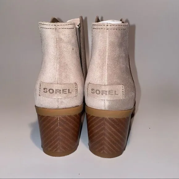 Sorel Cate Cut Out Ankle Boots Block Heel Suede