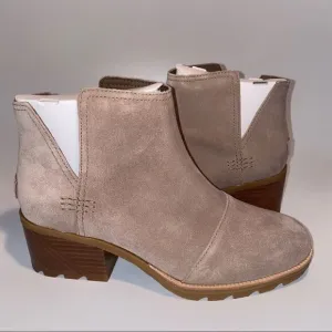 Sorel Cate Cut Out Ankle Boots Block Heel Suede