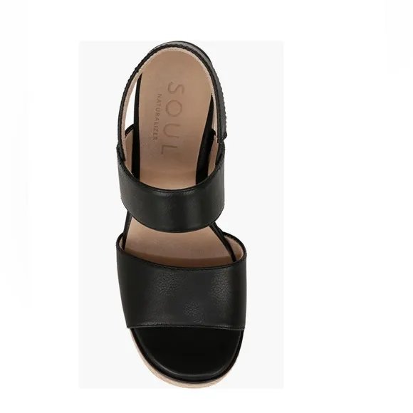 Soul Naturalizer Holly Slingback Sandals Black Faux Leather Women’s Size 9.5