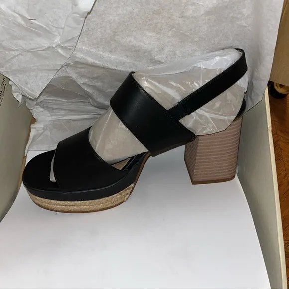 Soul Naturalizer Holly Slingback Sandals Black Faux Leather Women’s Size 9.5