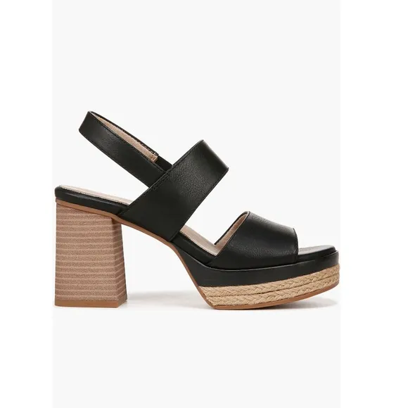 Soul Naturalizer Holly Slingback Sandals Black Faux Leather Women’s Size 9.5
