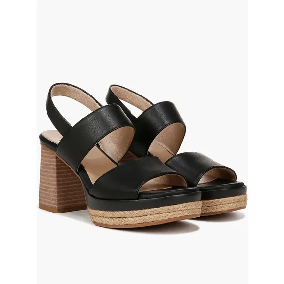 Soul Naturalizer Holly Slingback Sandals Black Faux Leather Women’s Size 9.5