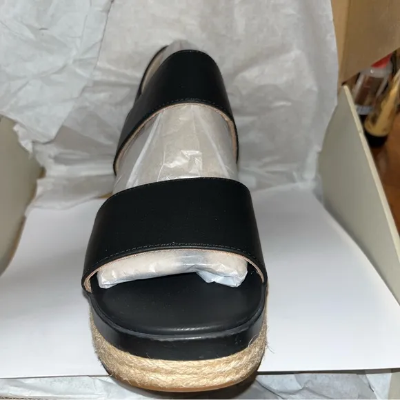 Soul Naturalizer Holly Slingback Sandals Black Faux Leather Women’s Size 9.5