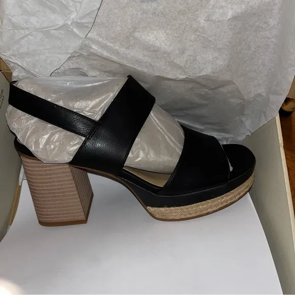 Soul Naturalizer Holly Slingback Sandals Black Faux Leather Women’s Size 9.5