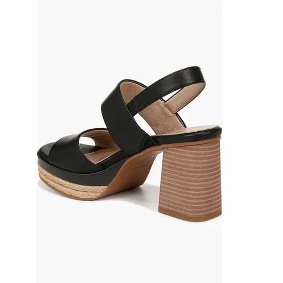 Soul Naturalizer Holly Slingback Sandals Black Faux Leather Women’s Size 9.5