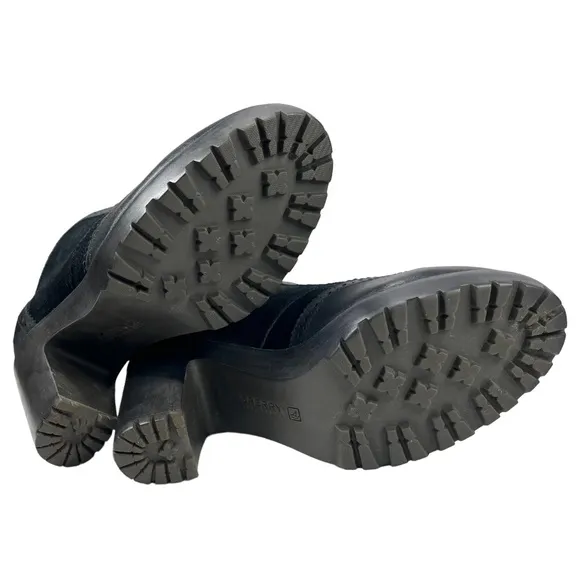 Sperry Top-Sider | Black Suede &amp; Leather Wingtip‎ Lace-up Heeled Oxford Shoes