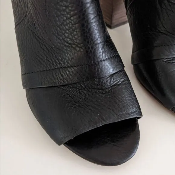 Splendid Darlene ll Black Leather Peep Toe Block Heel Sandals 9