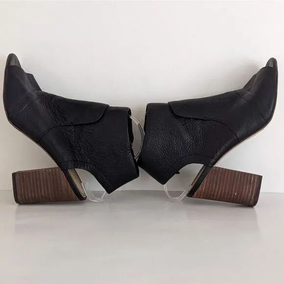 Splendid Darlene ll Black Leather Peep Toe Block Heel Sandals 9