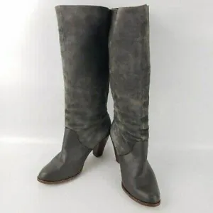 Splendid Gray Suede Leather Tall Block Heel Boots Size 9