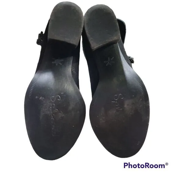 Splendid Larchmont black suede with braided leather and block heel boots