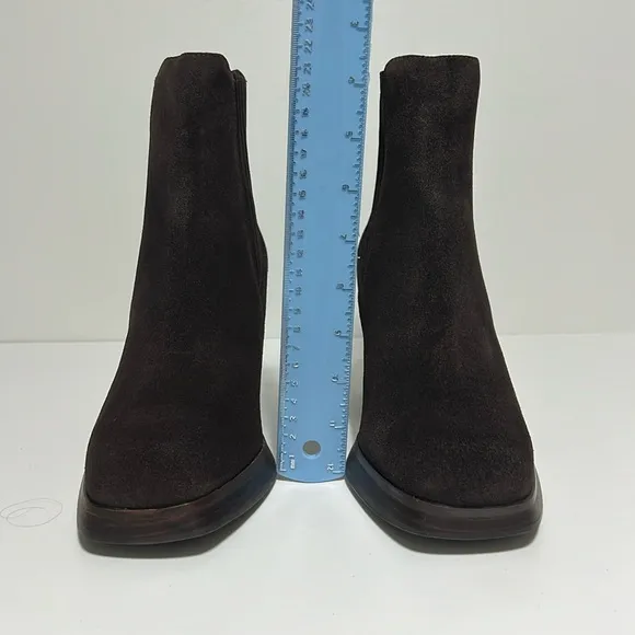 Splendid Women Chocolate Leather Suede Ankle Boots Block Heel Platform Size 9