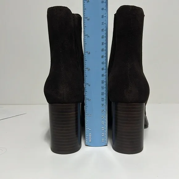 Splendid Women Chocolate Leather Suede Ankle Boots Block Heel Platform Size 9