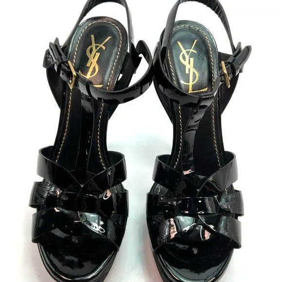 🌷❤️‍🔥SPRING SALE 🔥 FINAL PRICE🌷Saint Laurent Tribute Black Patent Sandals 39