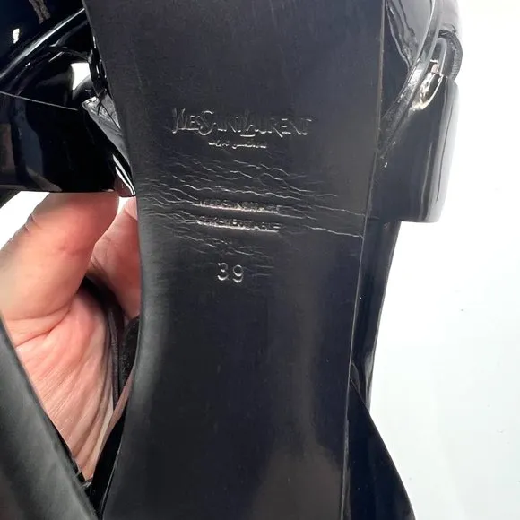 🌷❤️‍🔥SPRING SALE 🔥 FINAL PRICE🌷Saint Laurent Tribute Black Patent Sandals 39