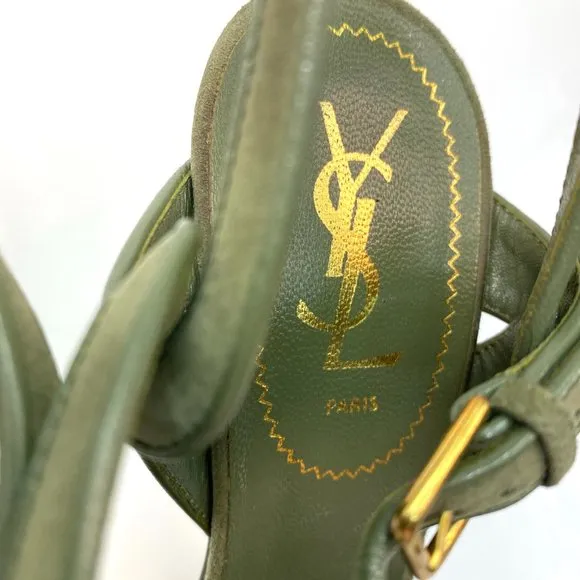 🌷❤️‍🔥SPRING SALE 🔥 FINAL PRICE🌷Saint Laurent Tribute Green Khaki Sandals 39