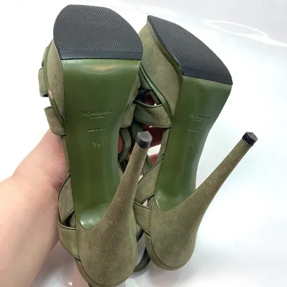 🌷❤️‍🔥SPRING SALE 🔥 FINAL PRICE🌷Saint Laurent Tribute Green Khaki Sandals 39
