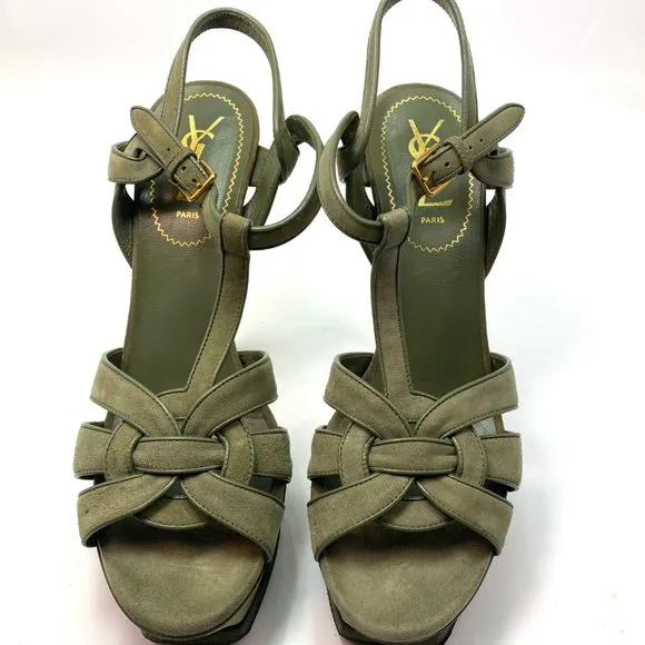 🌷❤️‍🔥SPRING SALE 🔥 FINAL PRICE🌷Saint Laurent Tribute Green Khaki Sandals 39