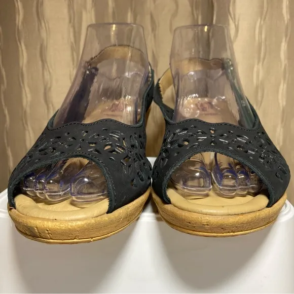 Spring Step Orella Women's 41 US 9.5-10 Wedge Leather Cutout Slingback Open Toe