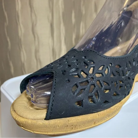 Spring Step Orella Women's 41 US 9.5-10 Wedge Leather Cutout Slingback Open Toe