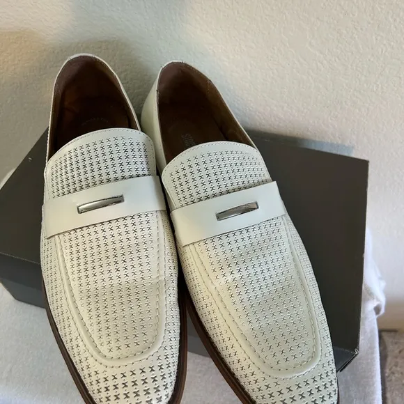 STACY ADAMS Belvin Mens White Loafers Size 10 1/2