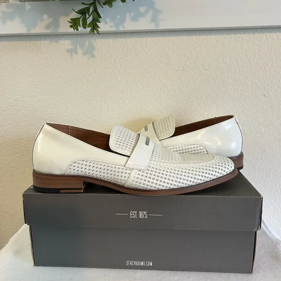 STACY ADAMS Belvin Mens White Loafers Size 10 1/2