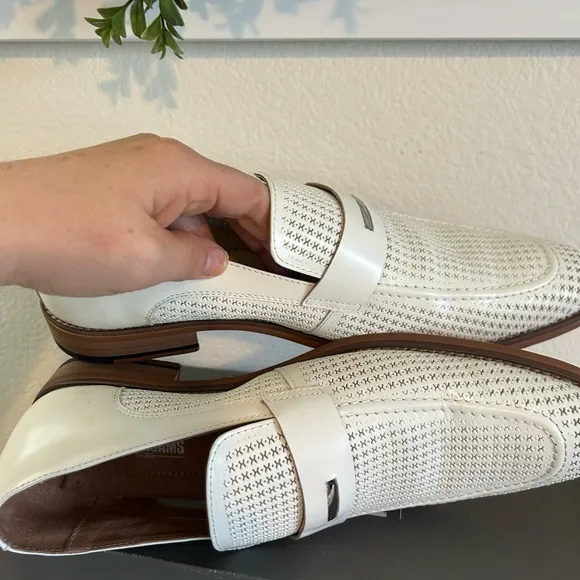 STACY ADAMS Belvin Mens White Loafers Size 10 1/2