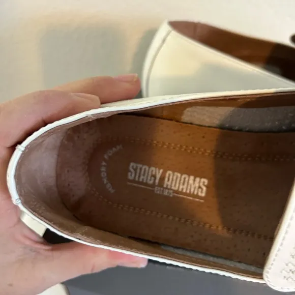 STACY ADAMS Belvin Mens White Loafers Size 10 1/2
