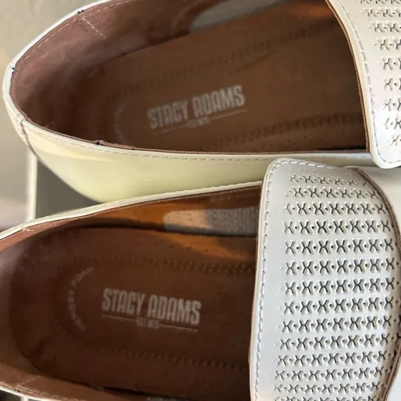 STACY ADAMS Belvin Mens White Loafers Size 10 1/2