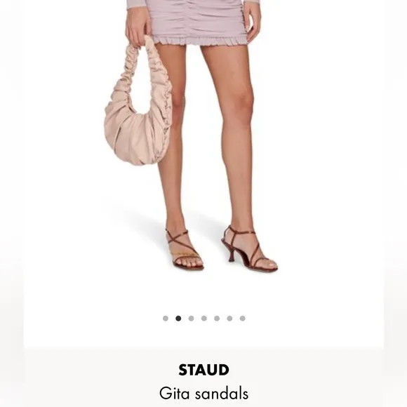 STAUD Gita Chain Strappy Leather Sandals kitten heel