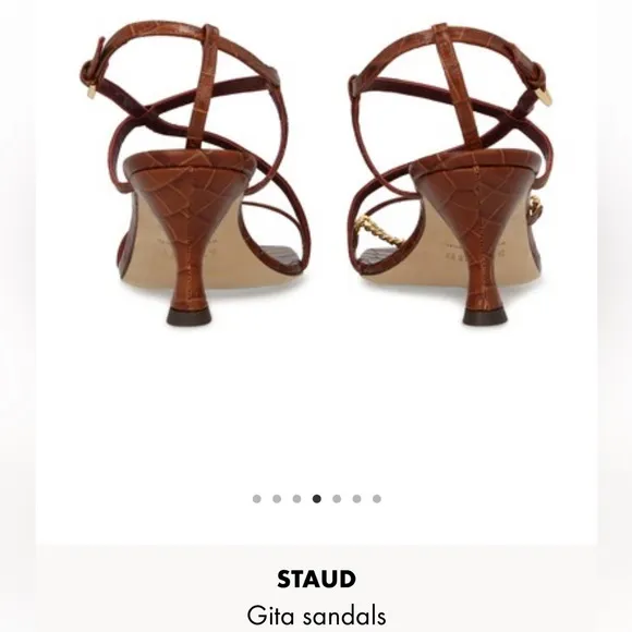 STAUD Gita Chain Strappy Leather Sandals kitten heel