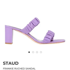 STAUD Purple Ruched Sandals with Block Heel