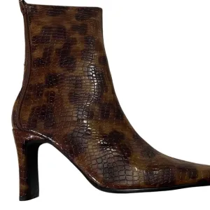 STEFANI Boots Womens Size 10 Bronze Heeled Crocodile Pattern RARE Y2K