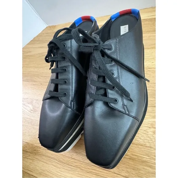 Stella McCarthy SNEAK-ELYSE PLATFORM WEDGE SNEAKER MULES IN BLACK
