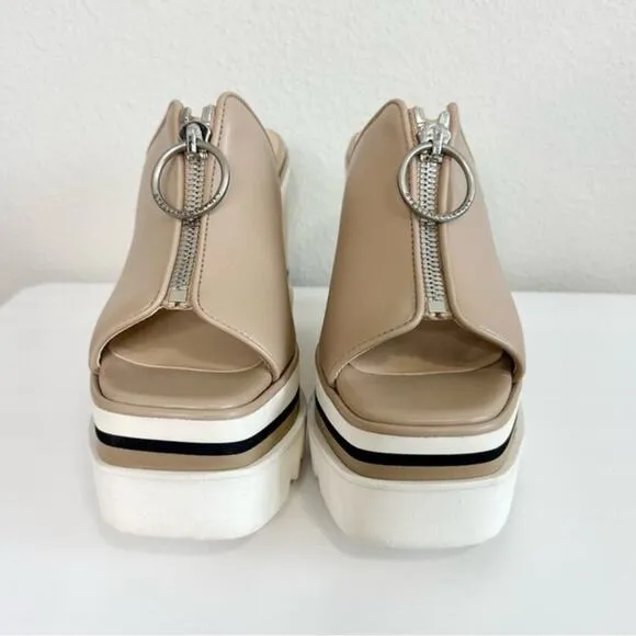 Stella McCartney Sneak-Elyse Beige Wedge Platform Slide Sandals Women’s Size 41
