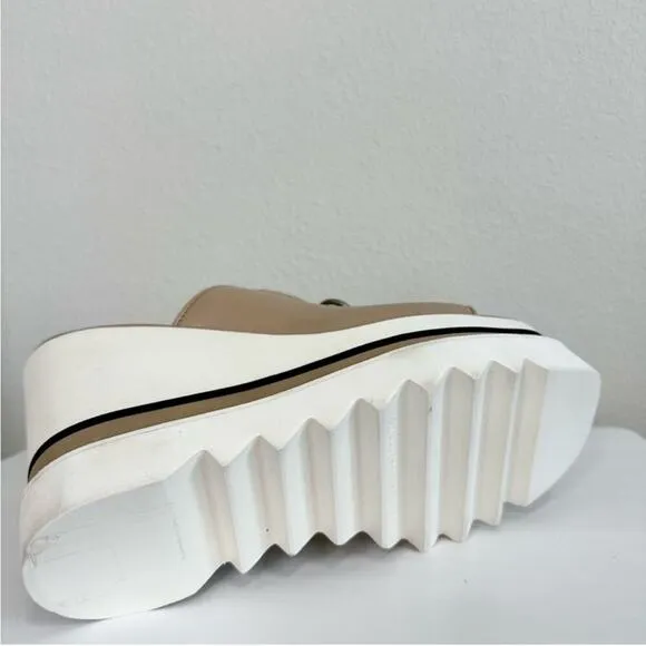 Stella McCartney Sneak-Elyse Beige Wedge Platform Slide Sandals Women’s Size 41
