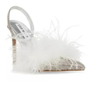 Steve Madden Alexis-R Feather and Rhinestone Slingback Pumps Size 9