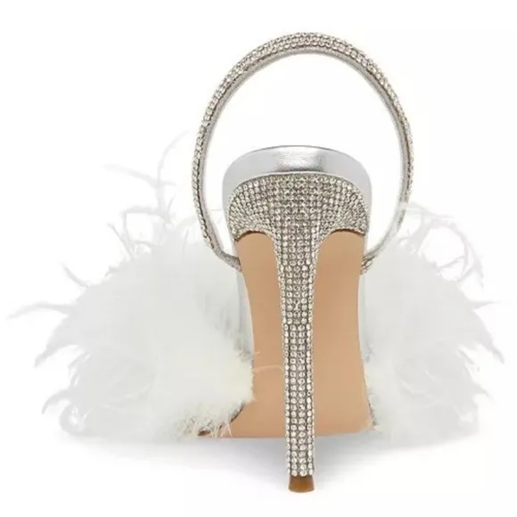 Steve Madden Alexis-R Feather and Rhinestone Slingback Pumps Size 9