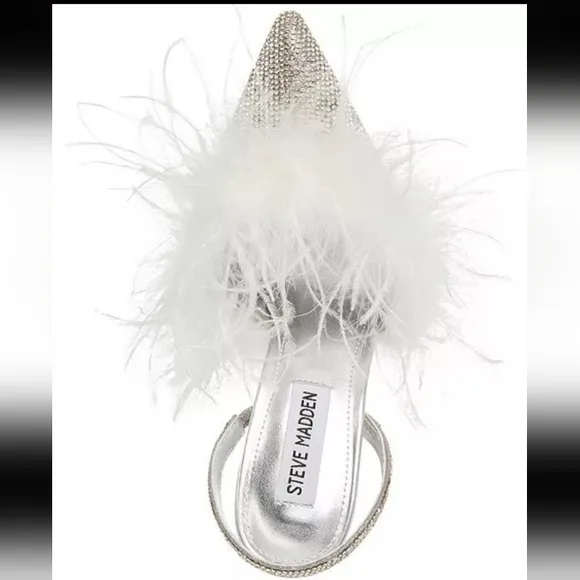 Steve Madden Alexis-R Feather and Rhinestone Slingback Pumps Size 9