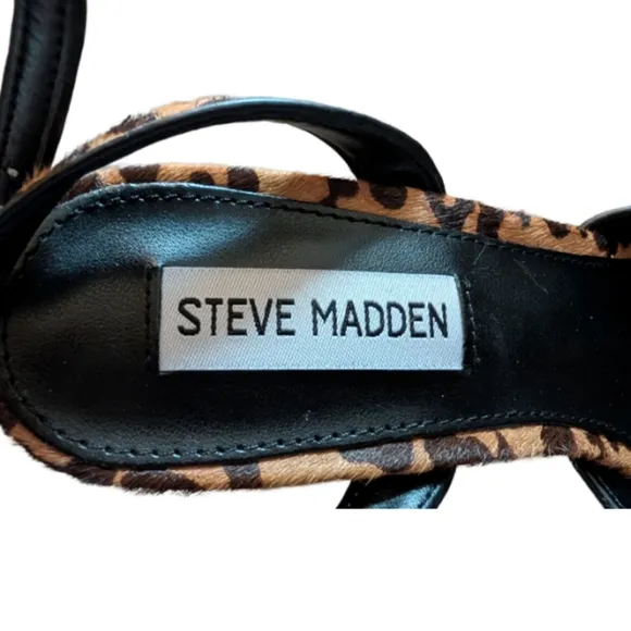 Steve Madden Assured Leopard Print Real Fur Platform Heels 6.5