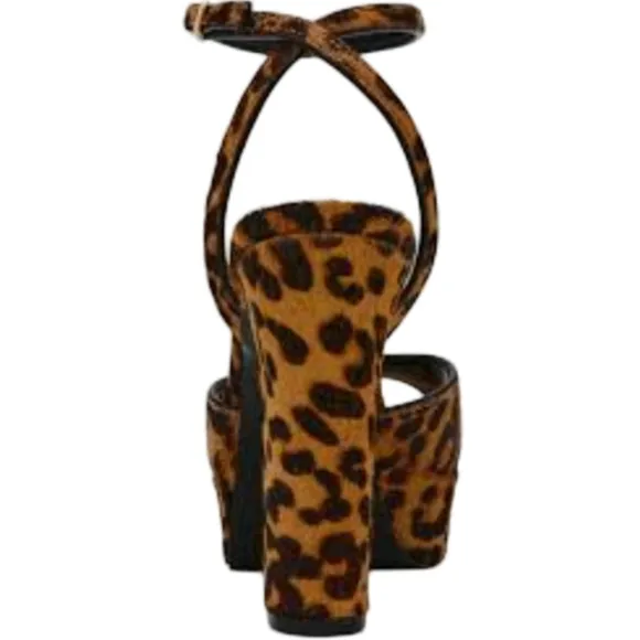 Steve Madden Assured Leopard Print Real Fur Platform Heels 6.5