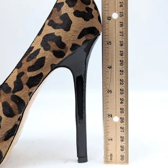 Steve Madden Bevv Leopard Platform Stiletto Heels Patent Leather Mob Wife 6.5