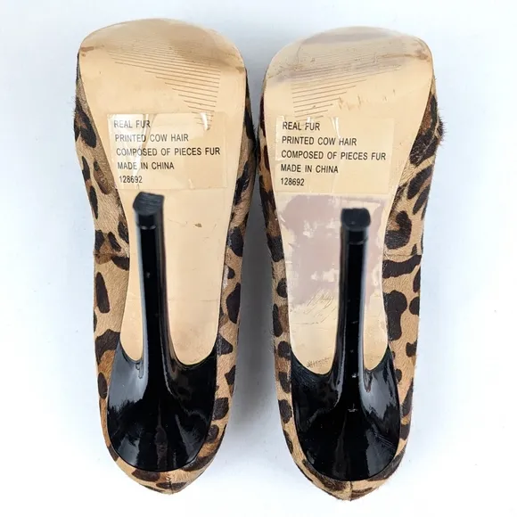 Steve Madden Bevv Leopard Platform Stiletto Heels Patent Leather Mob Wife 6.5