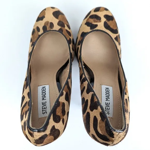 Steve Madden Bevv Leopard Platform Stiletto Heels Patent Leather Mob Wife 6.5