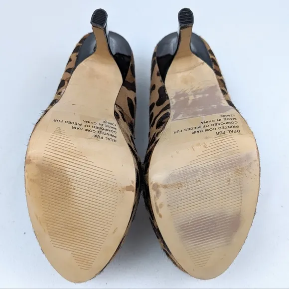 Steve Madden Bevv Leopard Platform Stiletto Heels Patent Leather Mob Wife 6.5