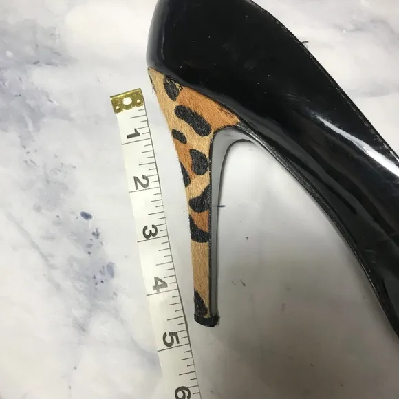 Steve Madden Black &amp; Leopard Patent Leather Heels
