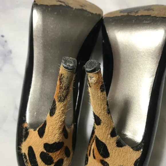 Steve Madden Black &amp; Leopard Patent Leather Heels